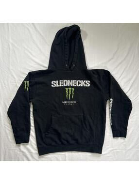 Monster Energy x Slednecks Men's Black and Green Hoodie.